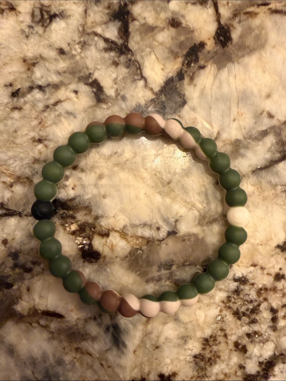 Lokai Green, Brown & Cream Beaded Stretch Bracelet